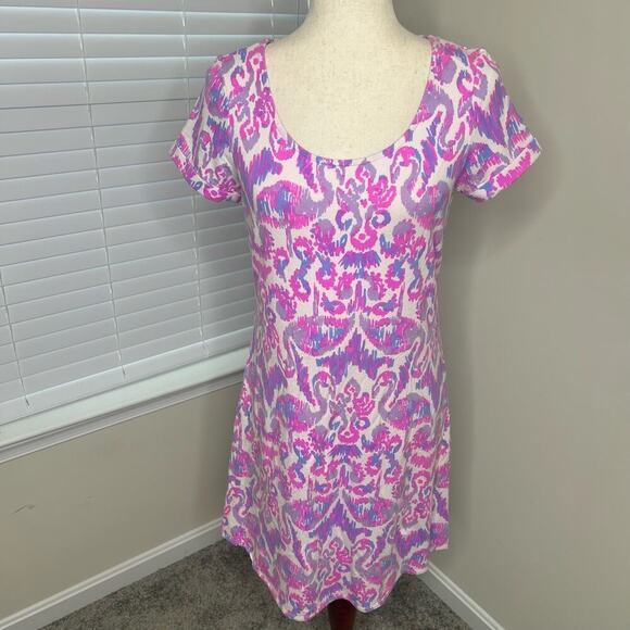 Lilly Pulitzer Size Small Scoop Neck Pink Short Sleeve Cruise Vacation - Picture 1 of 7